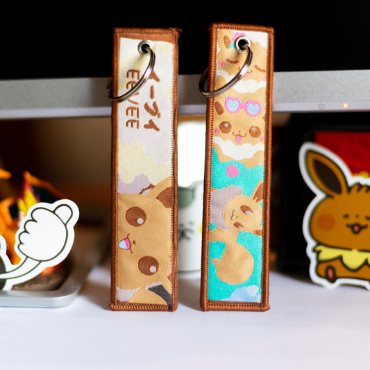 Embroidered Eevee Pokémon Keychain