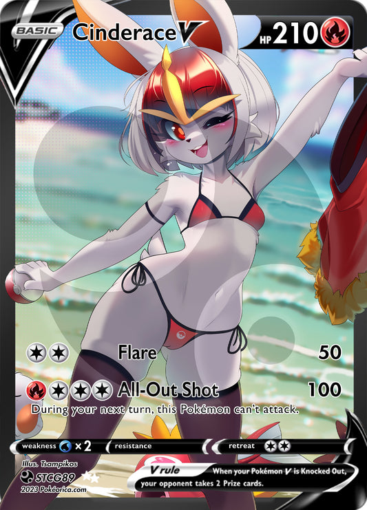 Custom Holographic Full Art Cinderace V Card