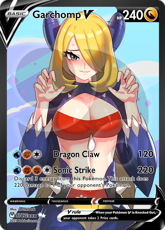Custom Holographic Full Art Garchomp/Cynthia V Card