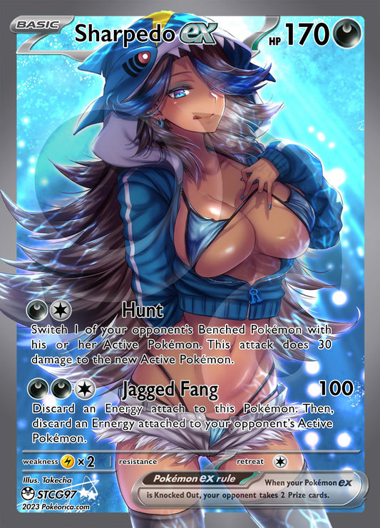 Custom Holographic Full Art Sharpedo Shelly Card
