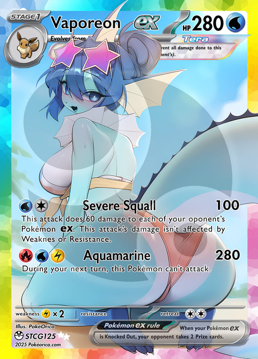 Custom Holographic Full Art Vaporeon ex