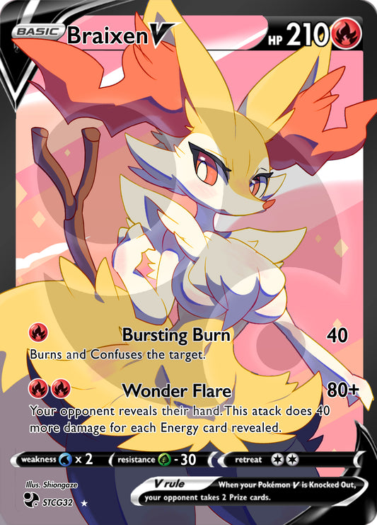 Custom Holographic Full Art Braixen V Card