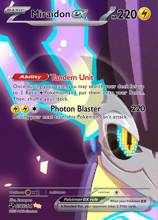 Custom Holographic Full Art Miraidon EX Card Borderless