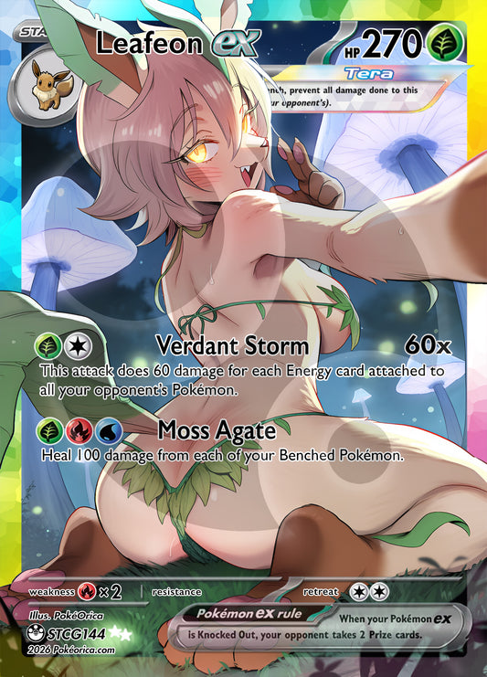 Custom Holographic Full Art Leafeon ex